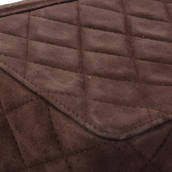Chanel Around 1997 Made Suede Tortoiseshell Cc Mark Box Top Handle Bag Dark Brown