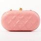 Chanel Around 1992 Made Cc Mark Stitch Metal Clasp Mini Chain Shoulder Bag Pink