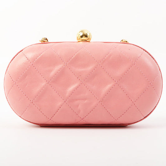Chanel Around 1992 Made Cc Mark Stitch Metal Clasp Mini Chain Shoulder Bag Pink