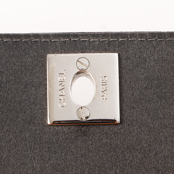 Chanel Around 2003 Made Satin Border Design Chocobar Turn-Lock Chain Bag Black