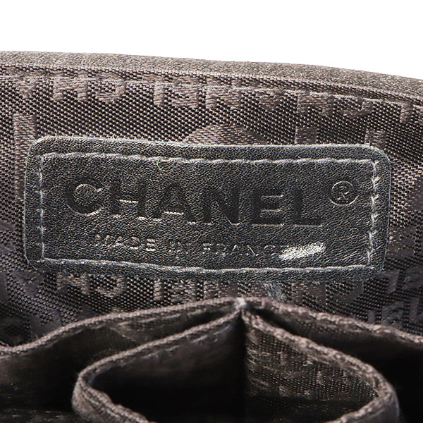 Chanel Around 2003 Made Satin Border Design Chocobar Turn-Lock Chain Bag Black