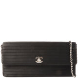 Chanel Around 2003 Made Satin Border Design Chocobar Turn-Lock Chain Bag Black