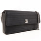 Chanel Around 2003 Made Satin Border Design Chocobar Turn-Lock Chain Bag Black