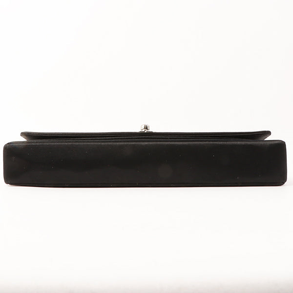 Chanel Around 2003 Made Satin Border Design Chocobar Turn-Lock Chain Bag Black