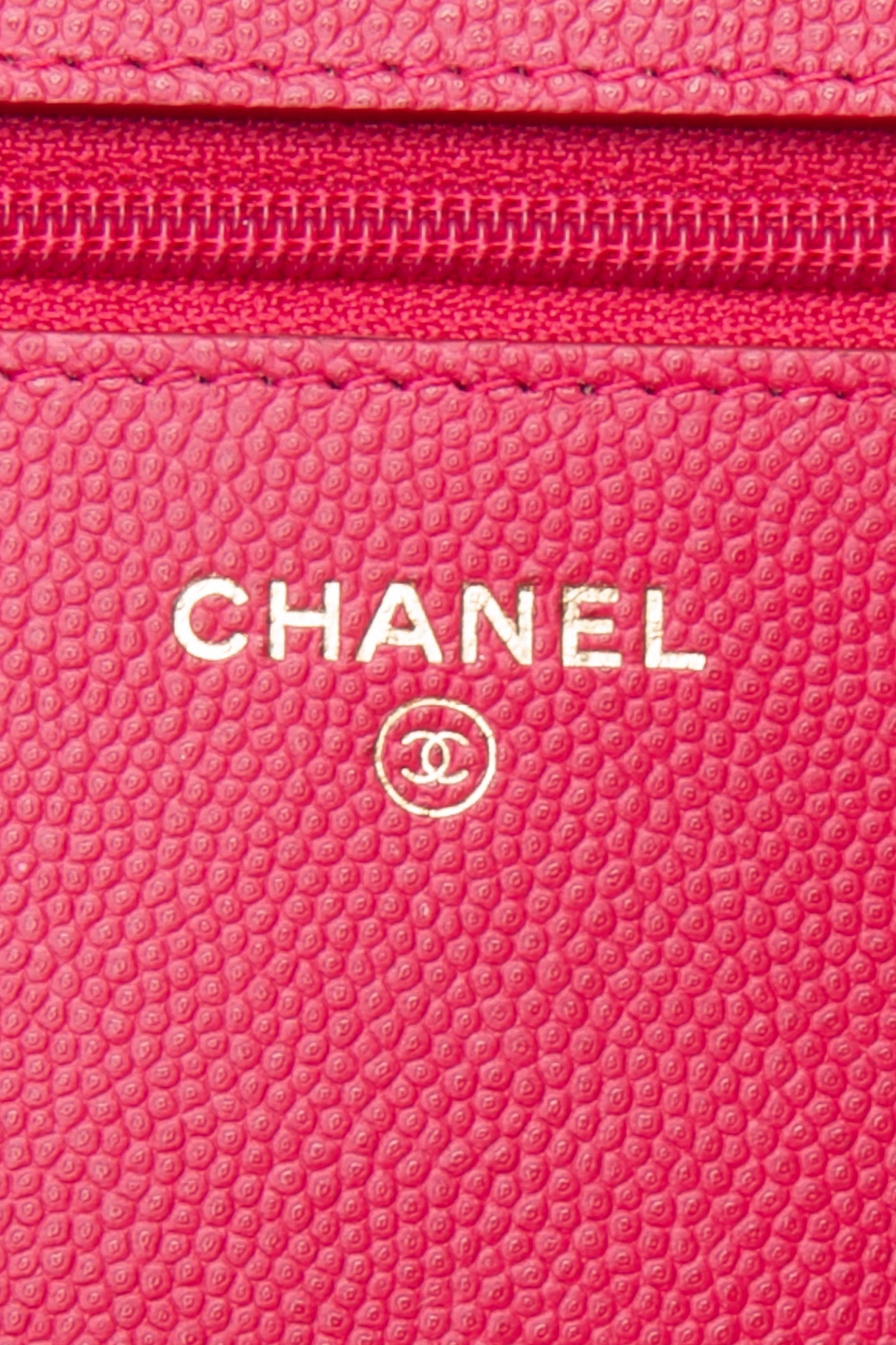 CHANEL Hot Pink Caviar Quilted Boy Wallet On Chain WOC