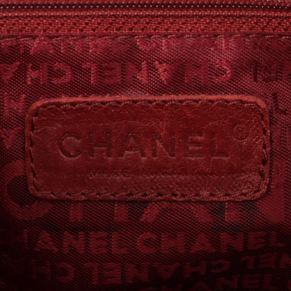 Chanel Around 2004 Made Caviar Skin Big Logo Button Motif Handle Bag Black