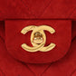 CHANEL Around 1990 Made Suede V Stitch Classic Flap Chain Bag 25Cm Red
