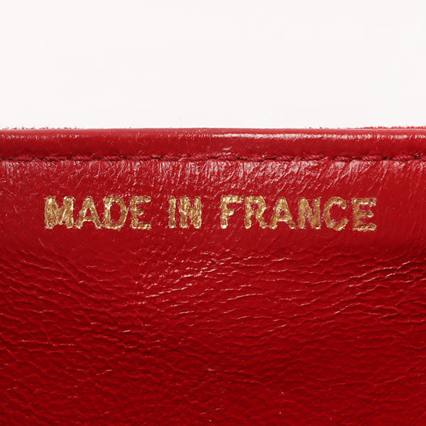 CHANEL Around 1990 Made Suede V Stitch Classic Flap Chain Bag 25Cm Red