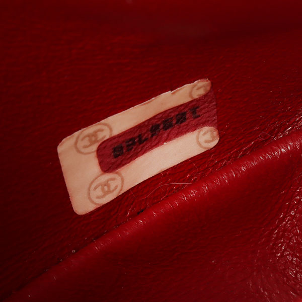 CHANEL Around 1990 Made Suede V Stitch Classic Flap Chain Bag 25Cm Red