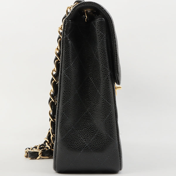 Chanel 2003 Made Caviar Skin Classic Flap Chain Bag Jumbo Black