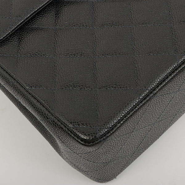 Chanel 2003 Made Caviar Skin Classic Flap Chain Bag Jumbo Black
