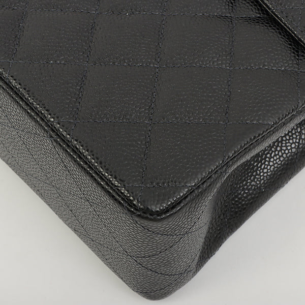 Chanel 2003 Made Caviar Skin Classic Flap Chain Bag Jumbo Black