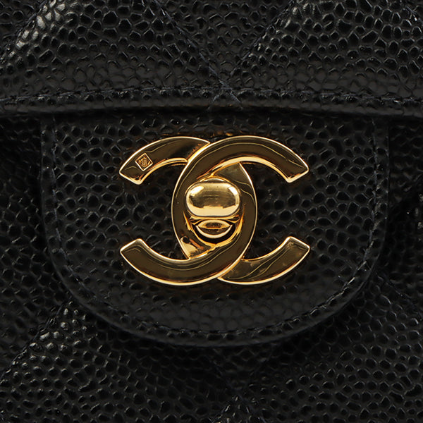 Chanel 2003 Made Caviar Skin Classic Flap Chain Bag Jumbo Black