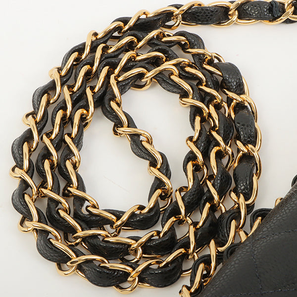 Chanel 2003 Made Caviar Skin Classic Flap Chain Bag Jumbo Black