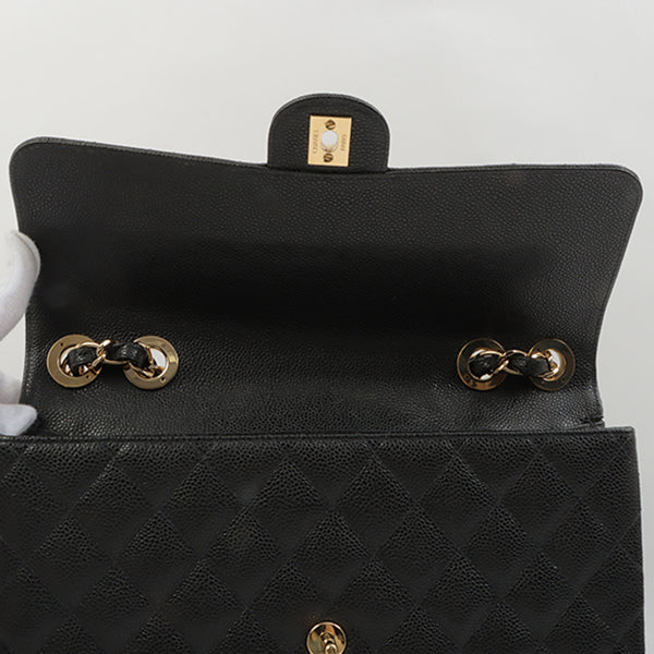 Chanel 2003 Made Caviar Skin Classic Flap Chain Bag Jumbo Black