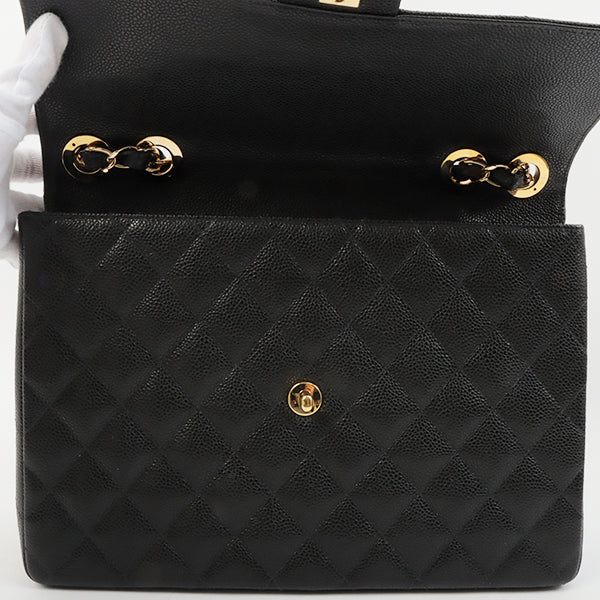 Chanel 2003 Made Caviar Skin Classic Flap Chain Bag Jumbo Black