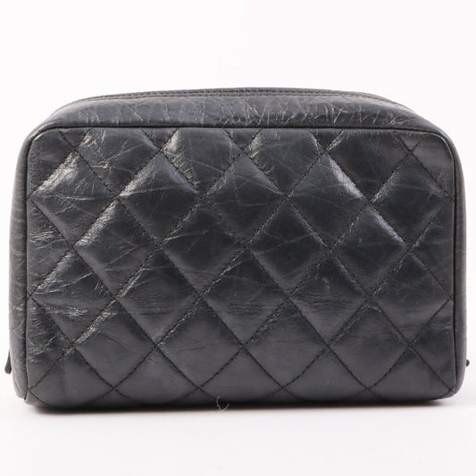 Chanel Around 2008 Made Cambon Pouch Black
