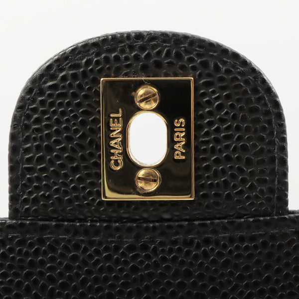 Chanel 2003 Made Caviar Skin Classic Flap Chain Bag Jumbo Black