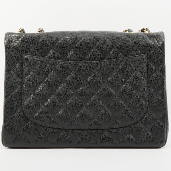 Chanel 2003 Made Caviar Skin Classic Flap Chain Bag Jumbo Black