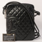 Chanel Around 2003 Made Cambon Shoulder Bag Black