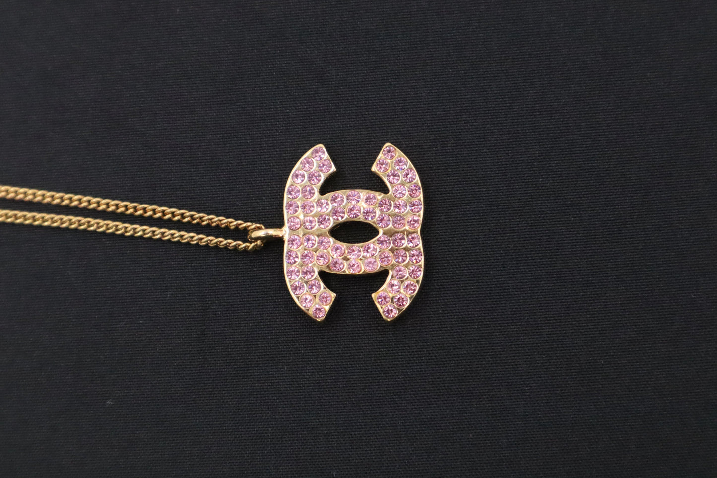 Chanel Necklace in Gold with Pink Rhinestones