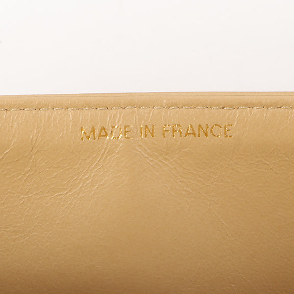 Chanel Around 1992 Made Classic Flap Chain Bag 25Cm Beige
