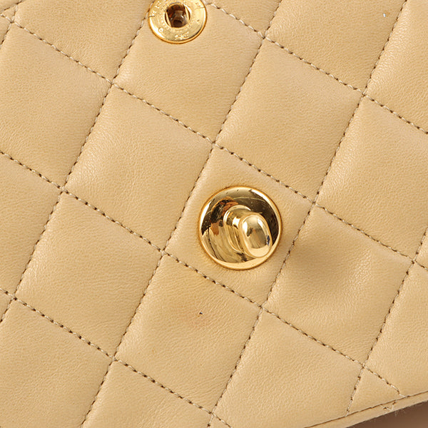 Chanel Around 1992 Made Classic Flap Chain Bag 25Cm Beige