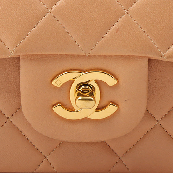 Chanel Around 1990 Made Classic Flap Chain Bag 25Cm Salmon Pink