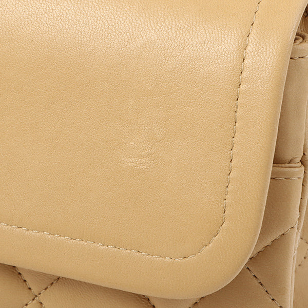 Chanel Around 1992 Made Classic Flap Chain Bag 25Cm Beige