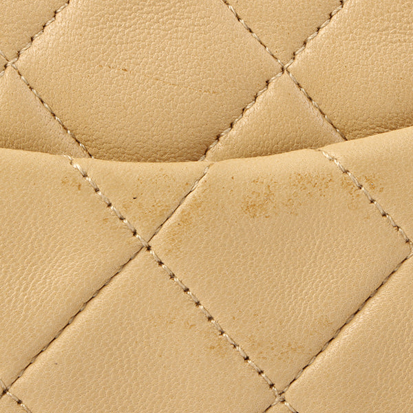 Chanel Around 1992 Made Classic Flap Chain Bag 25Cm Beige