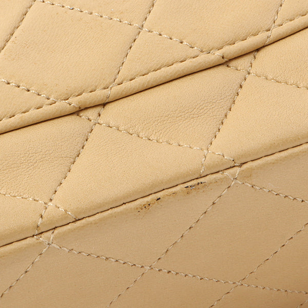 Chanel Around 1992 Made Classic Flap Chain Bag 25Cm Beige