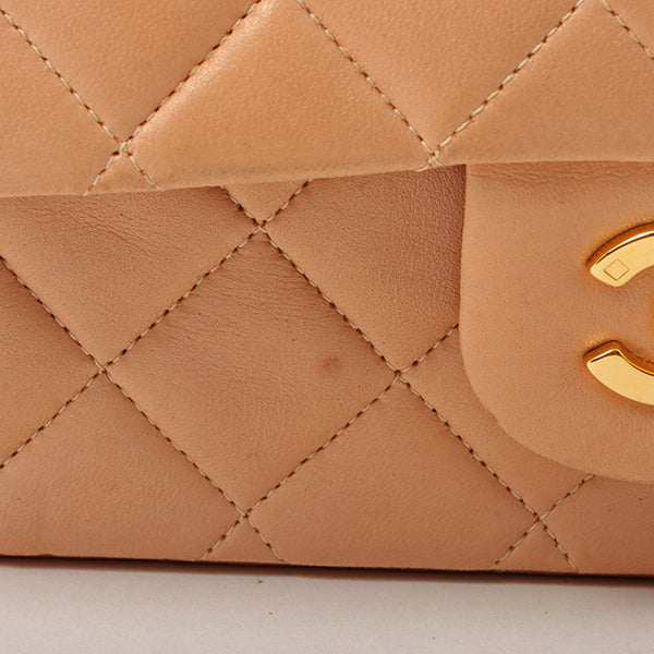 Chanel Around 1990 Made Classic Flap Chain Bag 25Cm Salmon Pink
