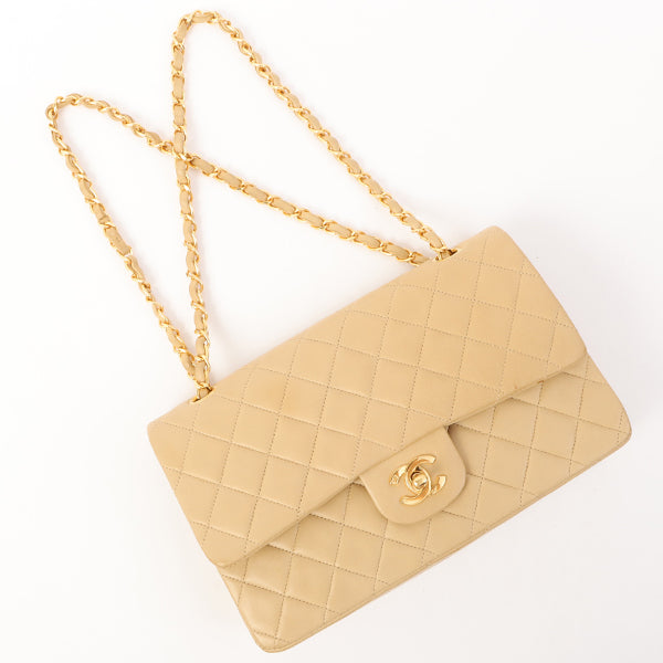 Chanel Around 1992 Made Classic Flap Chain Bag 25Cm Beige