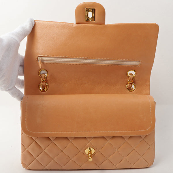 Chanel Around 1990 Made Classic Flap Chain Bag 25Cm Salmon Pink