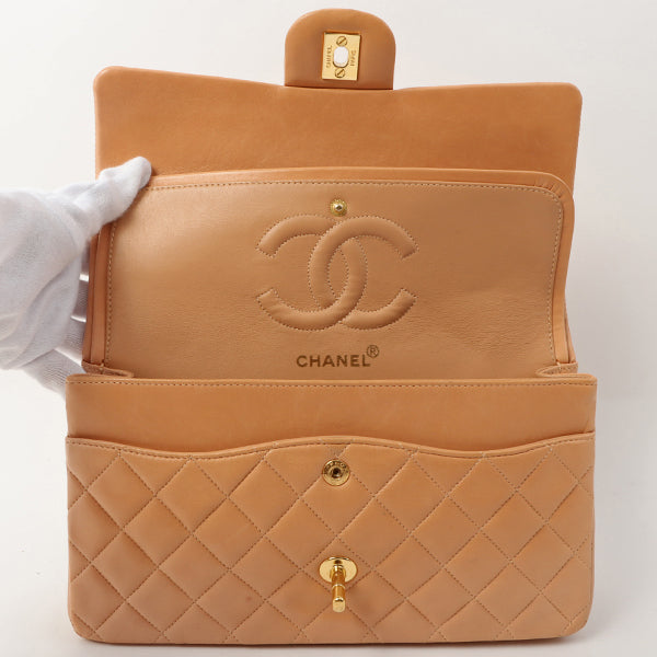 Chanel Around 1990 Made Classic Flap Chain Bag 25Cm Salmon Pink