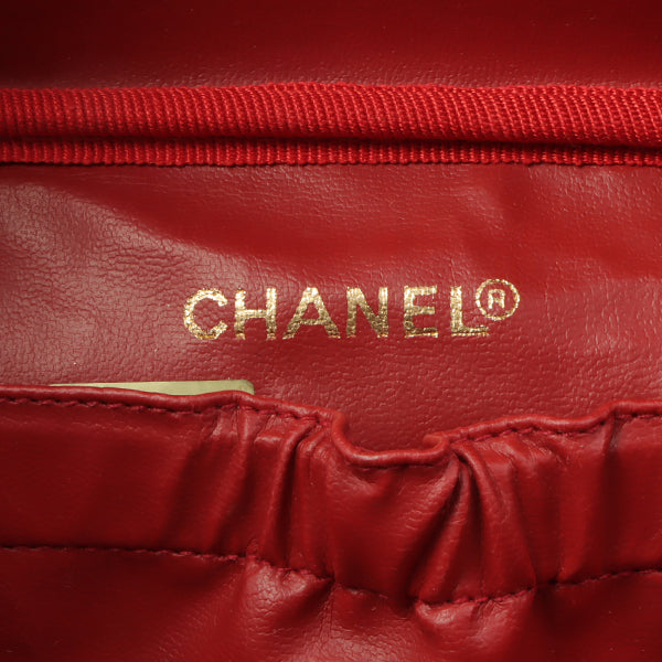 Chanel Around 1995 Made Caviar Skin Cc Mark Stitch Vanity Red