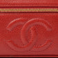 Chanel Around 1995 Made Caviar Skin Cc Mark Stitch Vanity Red