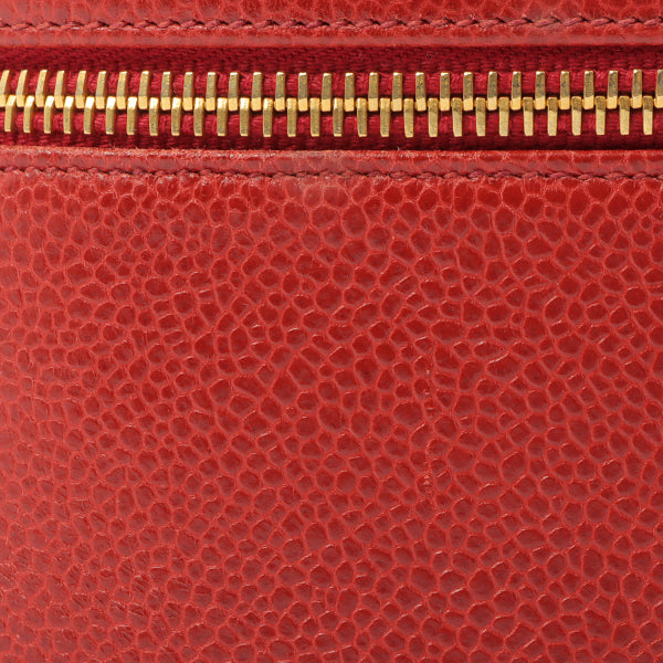Chanel Around 1995 Made Caviar Skin Cc Mark Stitch Vanity Red