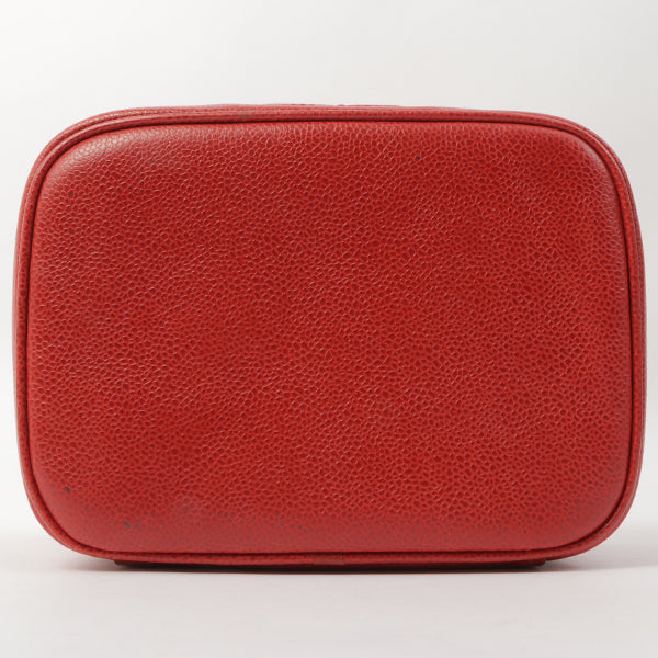 Chanel Around 1995 Made Caviar Skin Cc Mark Stitch Vanity Red