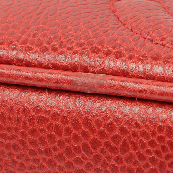 Chanel Around 1995 Made Caviar Skin Cc Mark Stitch Vanity Red