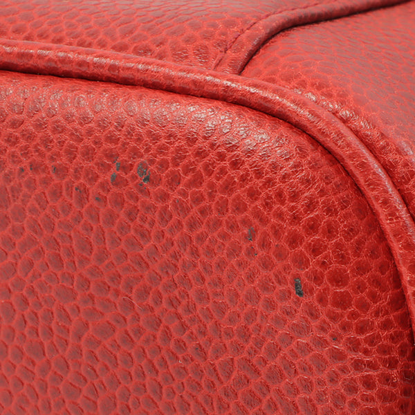 Chanel Around 1995 Made Caviar Skin Cc Mark Stitch Vanity Red