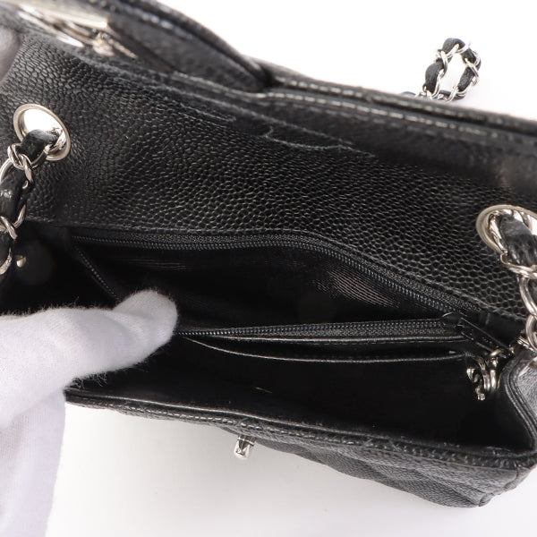 Chanel Around 2005 Made Caviar Skin Classic Flap Chain Bag Mini Black