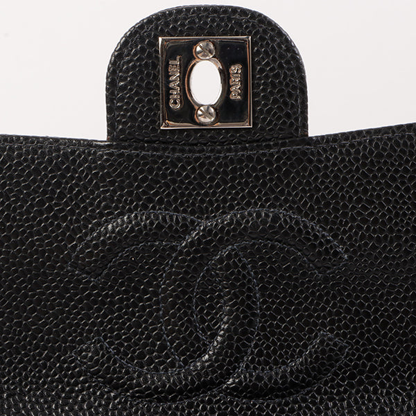 Chanel Around 2005 Made Caviar Skin Classic Flap Chain Bag Mini Black