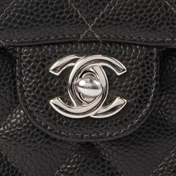 Chanel Around 2005 Made Caviar Skin Classic Flap Chain Bag Mini Black