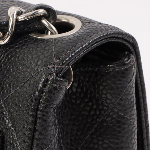 Chanel Around 2005 Made Caviar Skin Classic Flap Chain Bag Mini Black