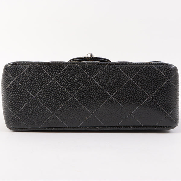 Chanel Around 2005 Made Caviar Skin Classic Flap Chain Bag Mini Black