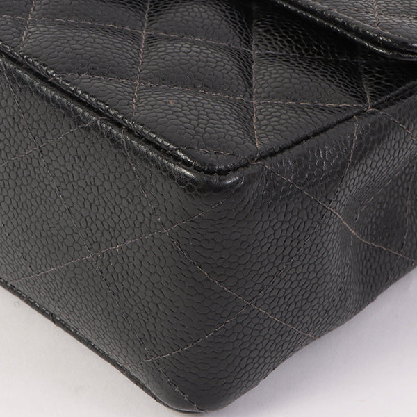 Chanel Around 2005 Made Caviar Skin Classic Flap Chain Bag Mini Black