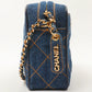 Chanel Around 1997 Made Denim Turn-Lock Mini Chain Bag Indigo