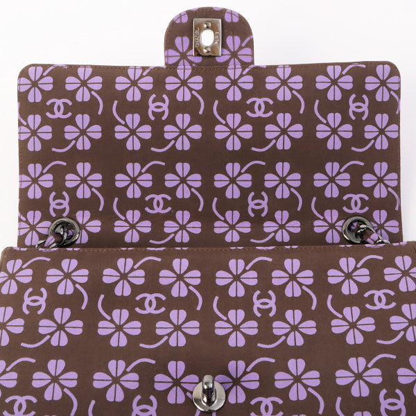 Chanel Around 2000 Made Clover Design Print Turn-Lock Chain Bag Brown/Purple
