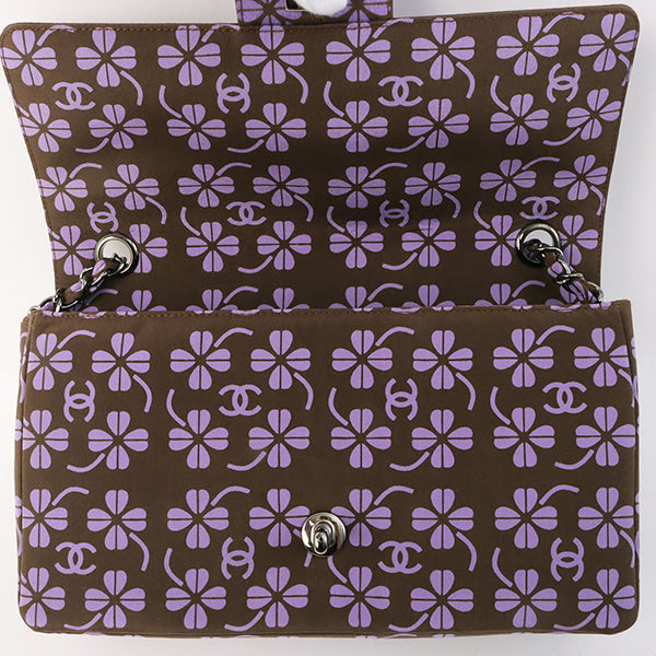 Chanel Around 2000 Made Clover Design Print Turn-Lock Chain Bag Brown/Purple